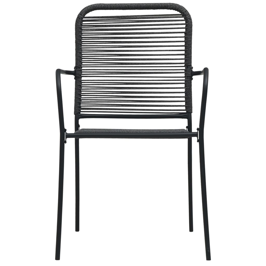 7 Piece Outdoor Dining Set Cotton Rope And Steel Black