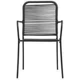 7 Piece Outdoor Dining Set Cotton Rope And Steel Black