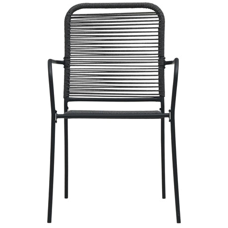 7 Piece Outdoor Dining Set Cotton Rope And Steel Black