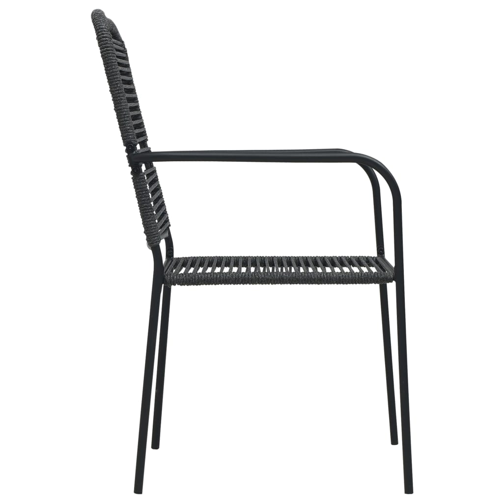 7 Piece Outdoor Dining Set Cotton Rope And Steel Black