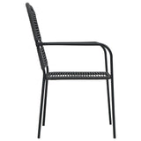 7 Piece Outdoor Dining Set Cotton Rope And Steel Black