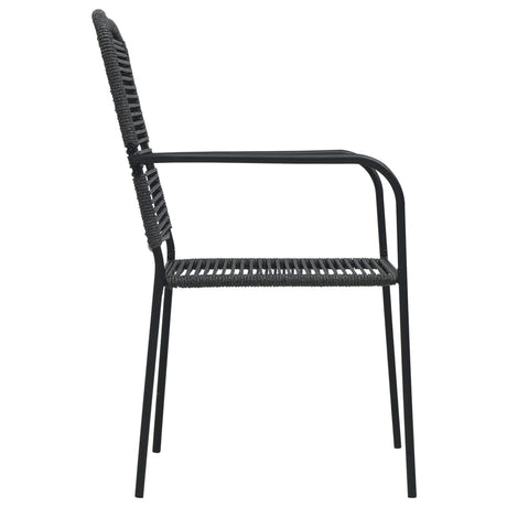 7 Piece Outdoor Dining Set Cotton Rope And Steel Black