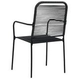 7 Piece Outdoor Dining Set Cotton Rope And Steel Black