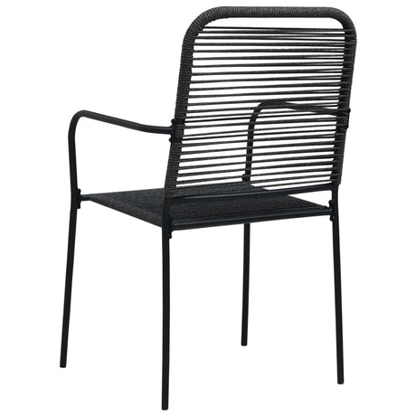 7 Piece Outdoor Dining Set Cotton Rope And Steel Black