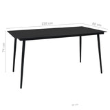 7 Piece Outdoor Dining Set Cotton Rope And Steel Black