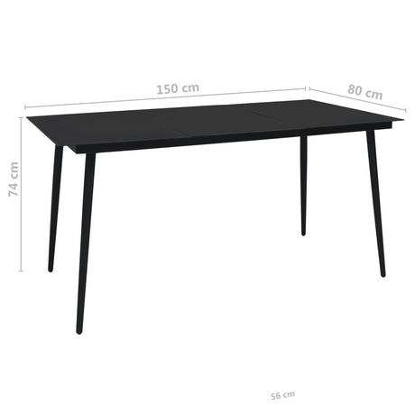 7 Piece Outdoor Dining Set Cotton Rope And Steel Black