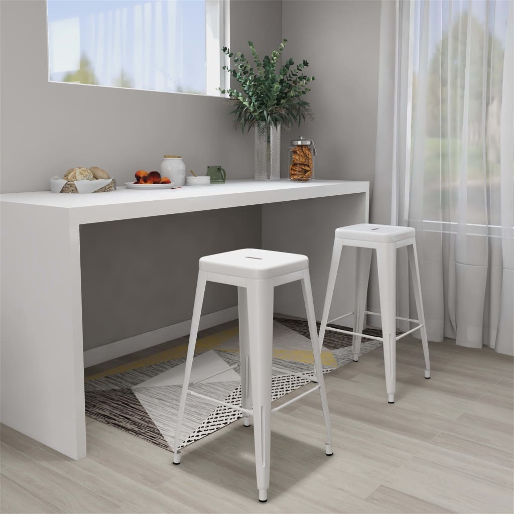 Bar Stools Stackable 2 Pcs Metal