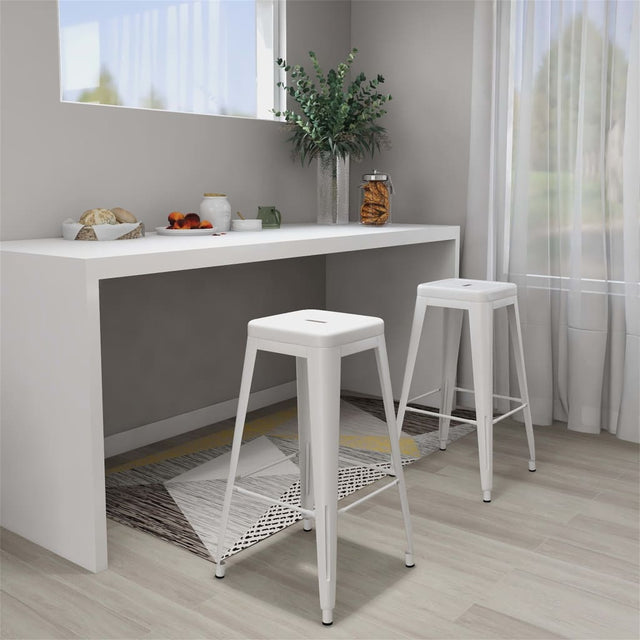 Bar Stools Stackable 2 Pcs Metal