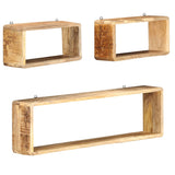 3 Piece Wall Cube Shelf Set Soild Reclaimed Wood