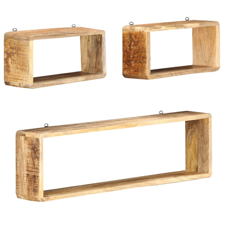3 Piece Wall Cube Shelf Set Soild Reclaimed Wood