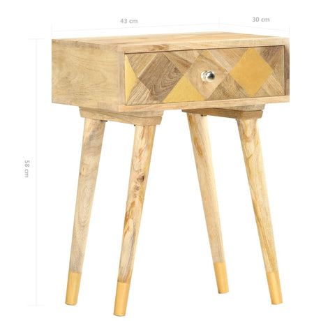 Bedside Cabinet 43X30X58 Cm Solid Mango Wood