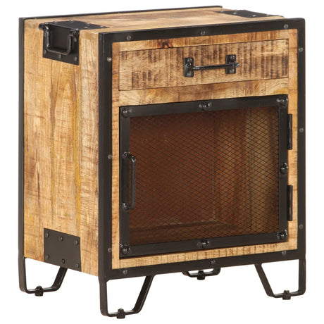 Bedside Cabinet 43X30X51 Cm Solid Rough Mango Wood