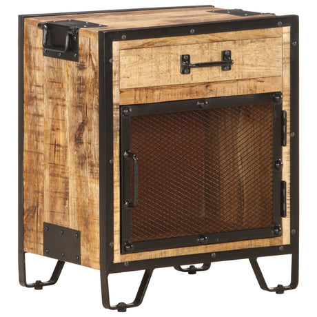 Bedside Cabinet 43X30X51 Cm Solid Rough Mango Wood