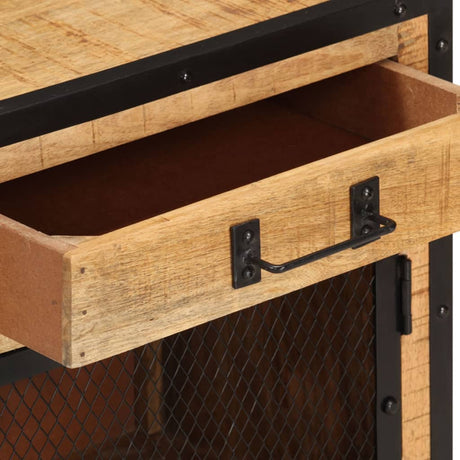 Bedside Cabinet 43X30X51 Cm Solid Rough Mango Wood