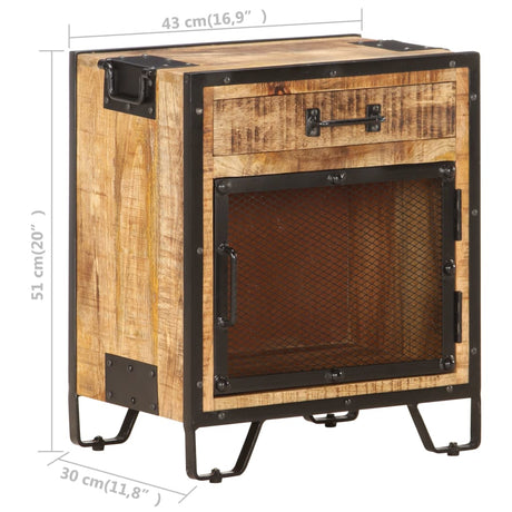 Bedside Cabinet 43X30X51 Cm Solid Rough Mango Wood