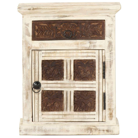 Bedside Cabinet White 40X30X50 Cm Solid Mango Wood