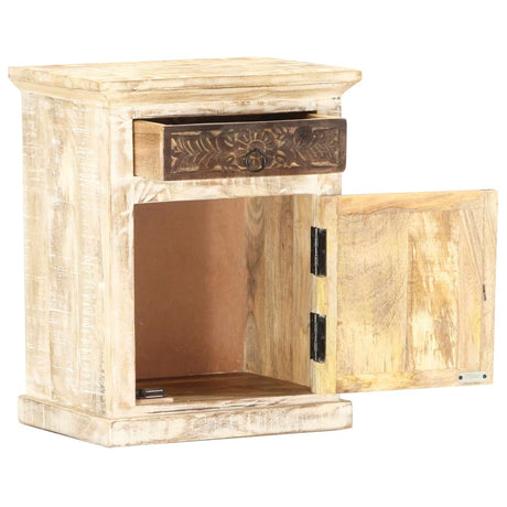 Bedside Cabinet White 40X30X50 Cm Solid Mango Wood