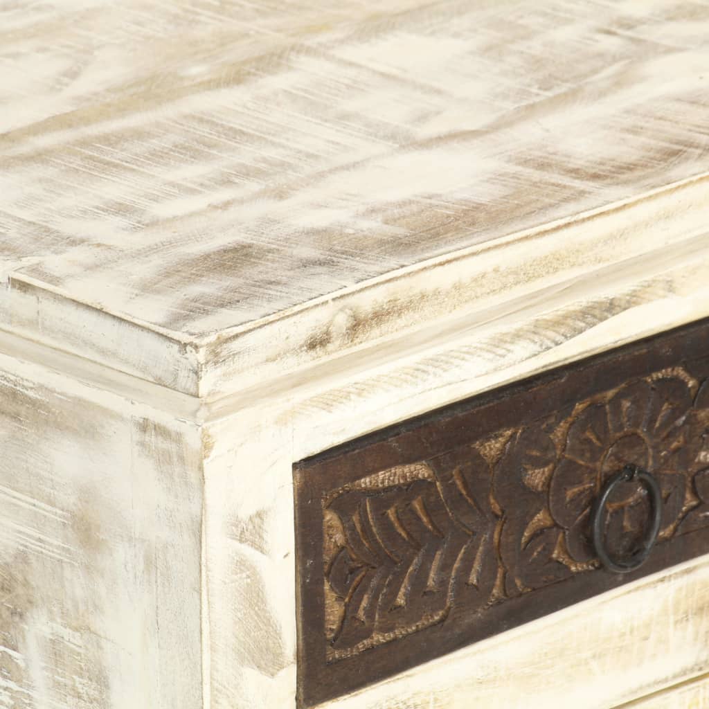 Bedside Cabinet White 40X30X50 Cm Solid Mango Wood