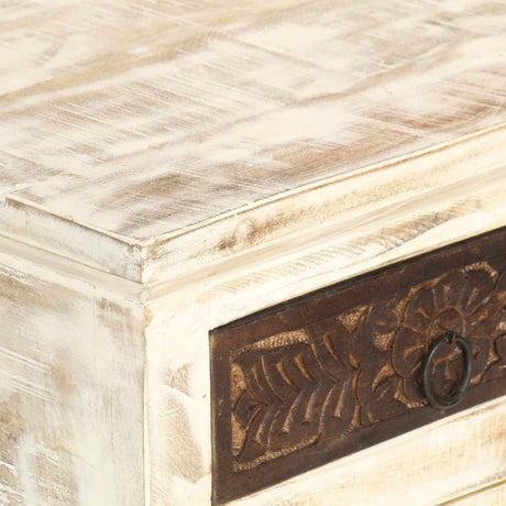 Bedside Cabinet White 40X30X50 Cm Solid Mango Wood