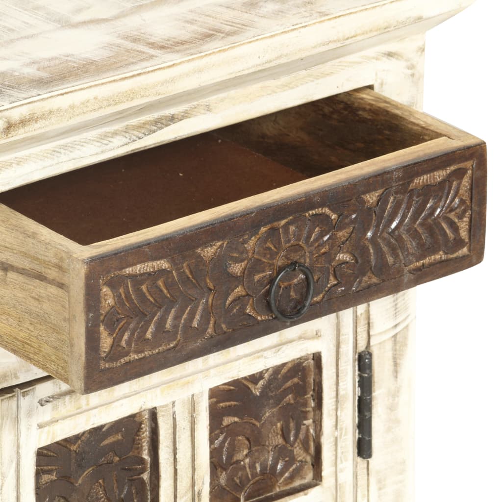 Bedside Cabinet White 40X30X50 Cm Solid Mango Wood