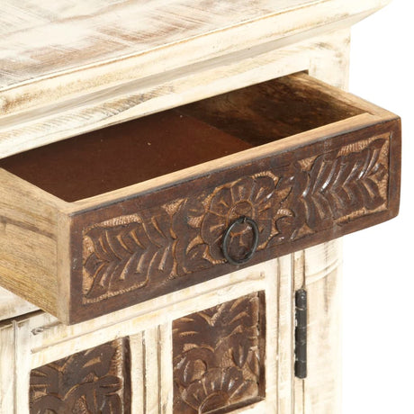 Bedside Cabinet White 40X30X50 Cm Solid Mango Wood