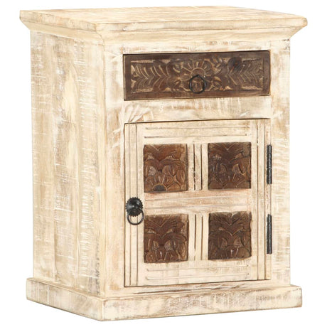 Bedside Cabinet White 40X30X50 Cm Solid Mango Wood
