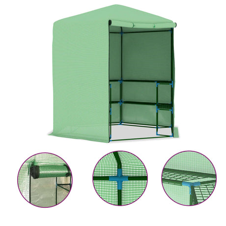 Greenhouse With Shelves Steel 227X223 Cm