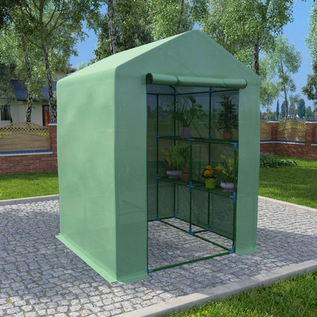 Greenhouse With Shelves Steel 143X143X195 Cm