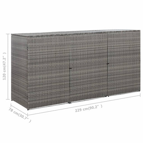 Triple Wheelie Bin Shed 229X78X120 Cm Poly Rattan