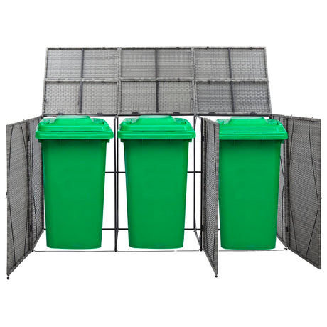 Triple Wheelie Bin Shed 229X78X120 Cm Poly Rattan