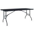 Folding Garden Table Black 180X75X72 Cm Hdpe Imitation Rattan