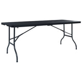 Folding Garden Table Black 180X75X72 Cm Hdpe Imitation Rattan
