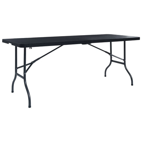 Folding Garden Table Black 180X75X72 Cm Hdpe Imitation Rattan