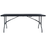 Folding Garden Table Black 180X75X72 Cm Hdpe Imitation Rattan