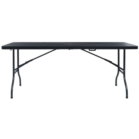 Folding Garden Table Black 180X75X72 Cm Hdpe Imitation Rattan