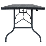 Folding Garden Table Black 180X75X72 Cm Hdpe Imitation Rattan