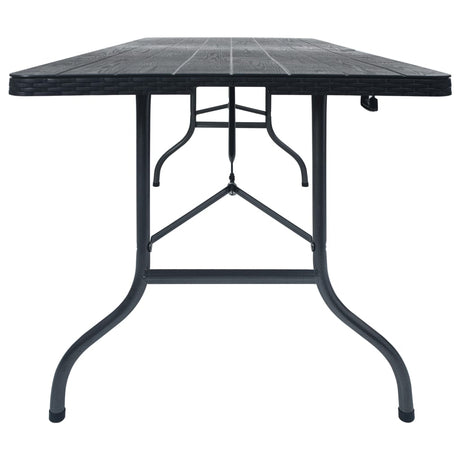 Folding Garden Table Black 180X75X72 Cm Hdpe Imitation Rattan