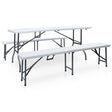 Folding Garden Table With 2 Benches 180 Cm Steel And Hdpe White