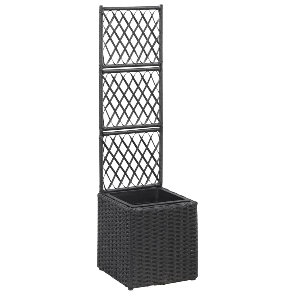 Trellis Raised Bed With 3 Pots Poly Rattan