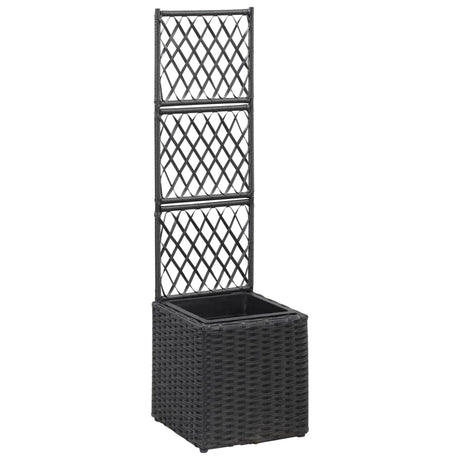 Trellis Raised Bed With 3 Pots Poly Rattan