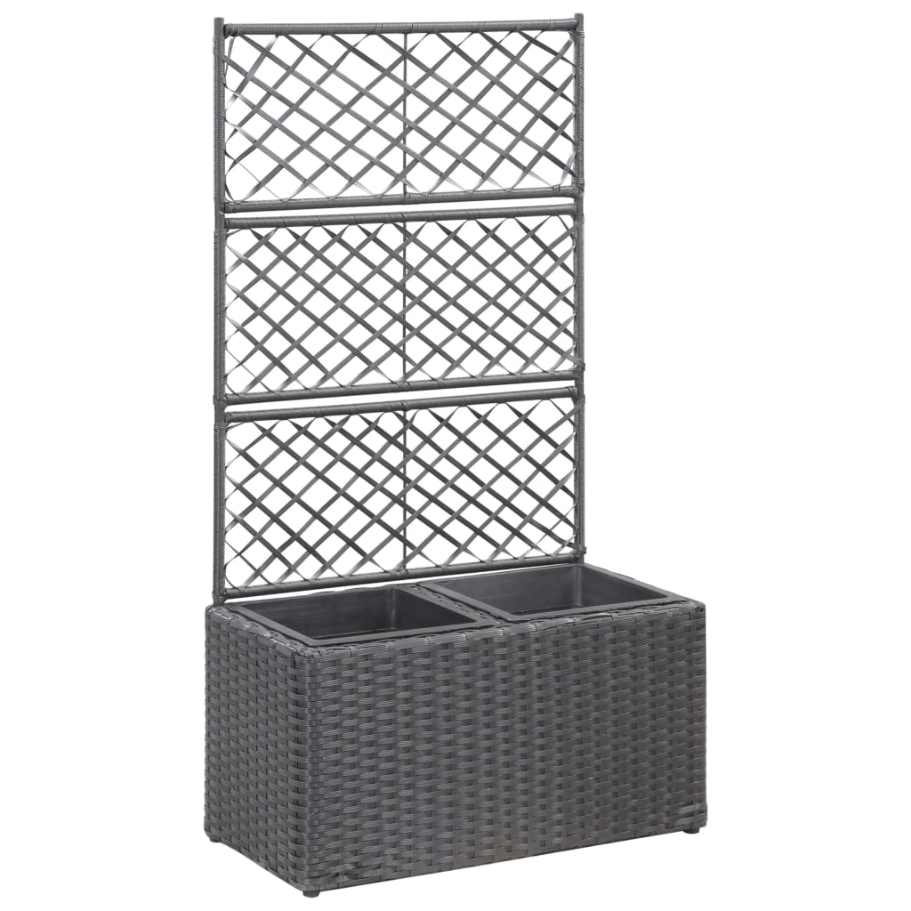 Trellis Raised Bed With 3 Pots Poly Rattan
