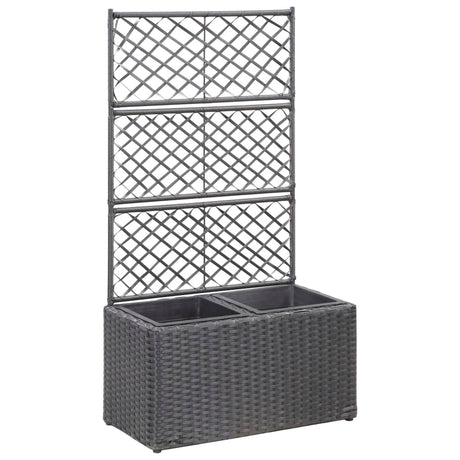 Trellis Raised Bed With 3 Pots Poly Rattan