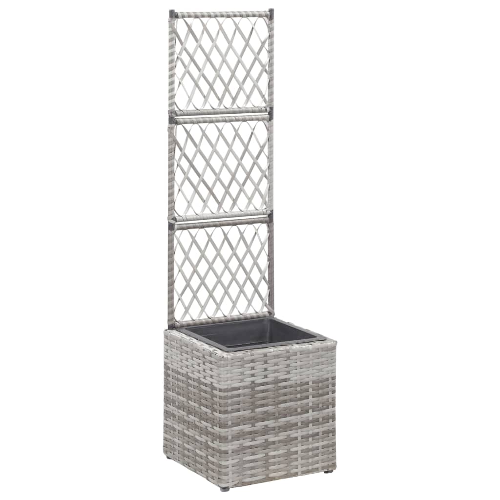 Trellis Raised Bed With 3 Pots Poly Rattan