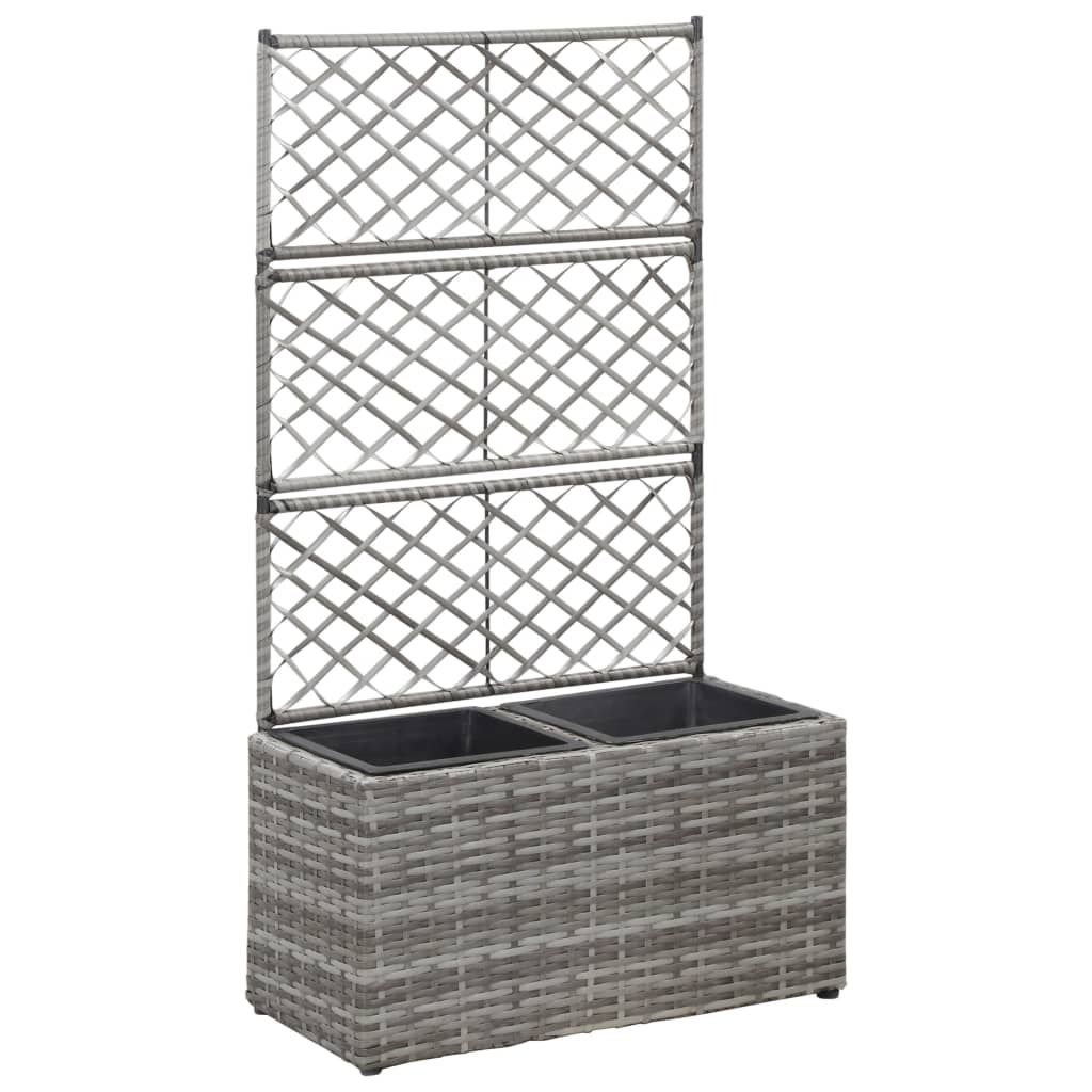 Trellis Raised Bed With 3 Pots Poly Rattan