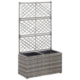 Trellis Raised Bed With 3 Pots Poly Rattan