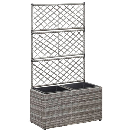 Trellis Raised Bed With 3 Pots Poly Rattan