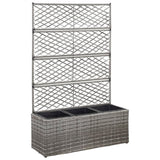 Trellis Raised Bed With 3 Pots Poly Rattan