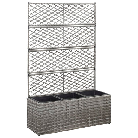 Trellis Raised Bed With 3 Pots Poly Rattan