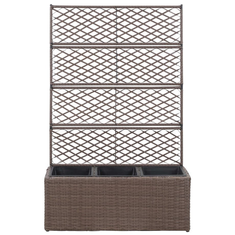 Trellis Raised Bed With 3 Pots Poly Rattan