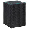 Side Tables 3 Pcs With Glass Top Poly Rattan